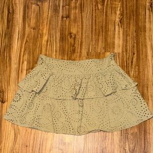 Express women’s 14 large skirt mini light sage green  Eyelet tiered boho basic